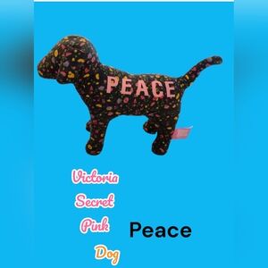 PINK Victoria's Secret PEACE Dog Plush Toy HAS TAG COLLECTOR ITEM EUC